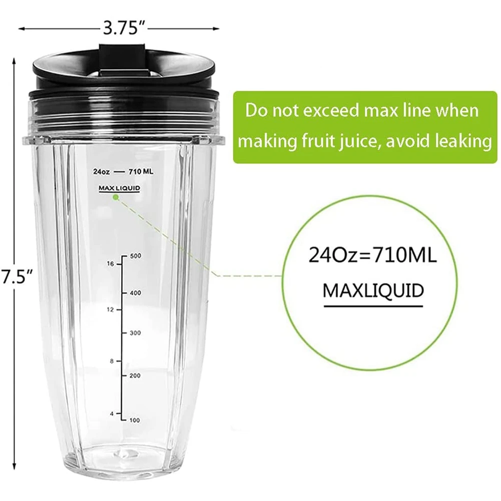 Blender Cup Replacement for Nutri Ninja Blender Cup, Blender Replacement Parts, Blender Parts (24 Oz/710 Ml)