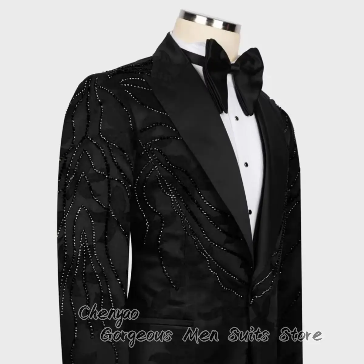 

Элегантные мужские костюмы с жаккардовым узором и бисером, приталенные, для свадьбы, на заказ, смокинги для жениха, для вечеринок, мужские пиджаки для выпускного, комплекты из 3 предметов, брюки для мужчин