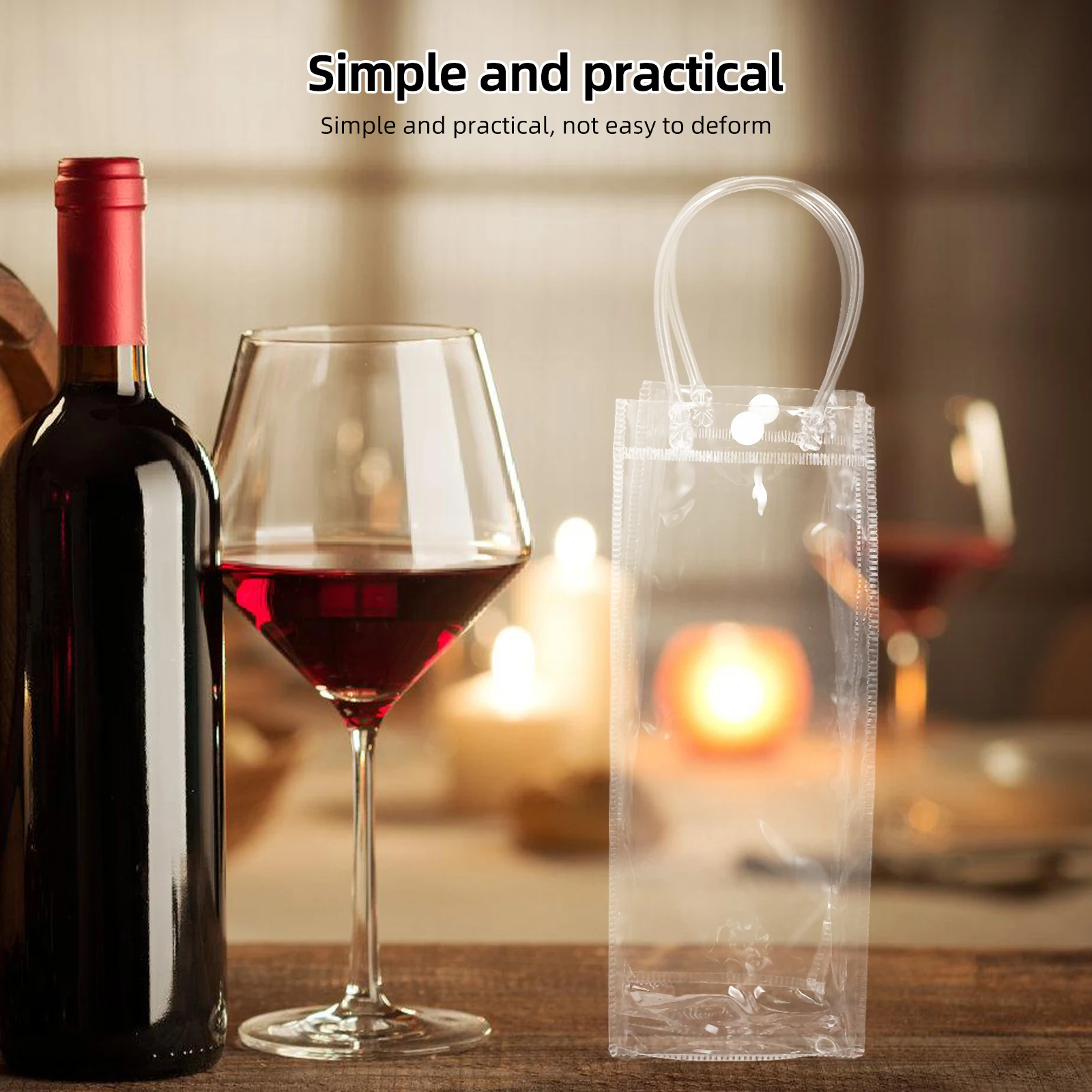 

5 pcs Wine Cooler Bag Portable Foldable Clear Pvc Leakproof Chilling Carrier For Beer Drinks Outdoor Picnic Reusable