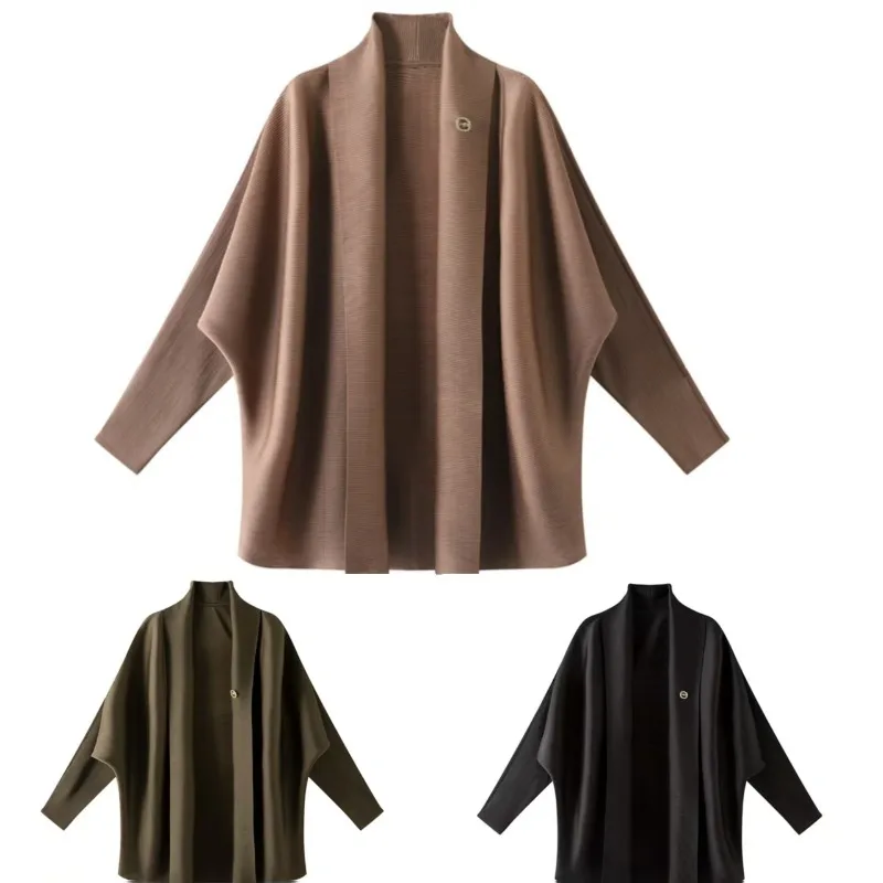 

Miyake Folds New Women's Jacket Fall New Simple Loose Cardigan Bat Sleeve Lapel Commuter Jacket Clothing Coat Wrinkle-Free Shawl