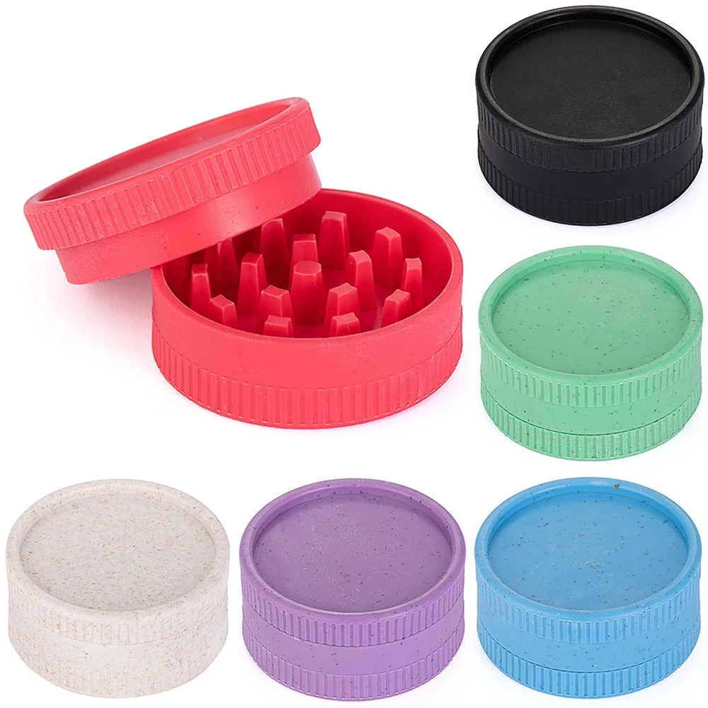 

JUSES 55MM 2Layer Round Shape Tobacco Grinder Degradable Plastic Herb Grinders for Smoking Tobacco Spice Crusher Gift