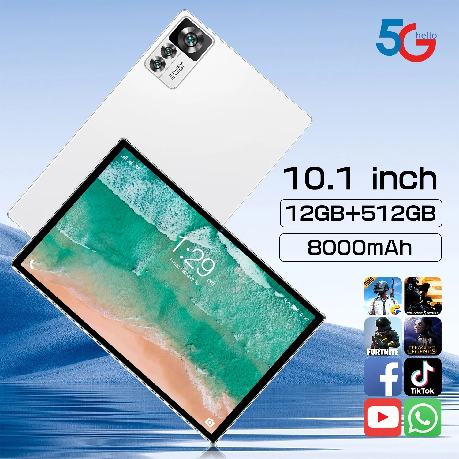 

Планшет Global Version 12S Pro Планшеты 5G Dual SIM 16 ГБ + 1 ТБ Android 13 Tab Планшетный ПК с распознаванием лиц 2025 для детей