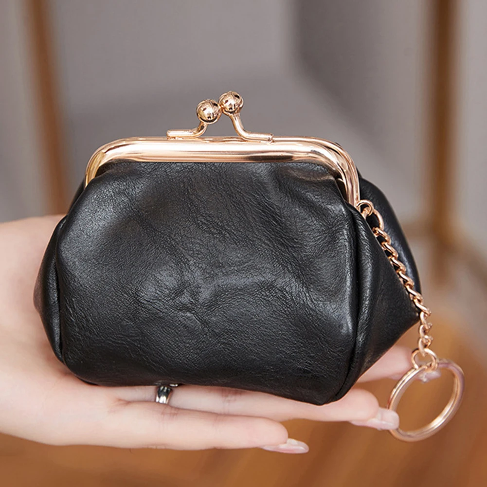 المرأة الرجعية كليب محفظة نسائية للعملات المعدنية قبلة قفل المحمولة عملة حقيبة بولي Leather الجلود لطيف المشبك المحفظة السيدات حقيبة مفاتيح أحمر الشفاه حقيبة التخزين #3