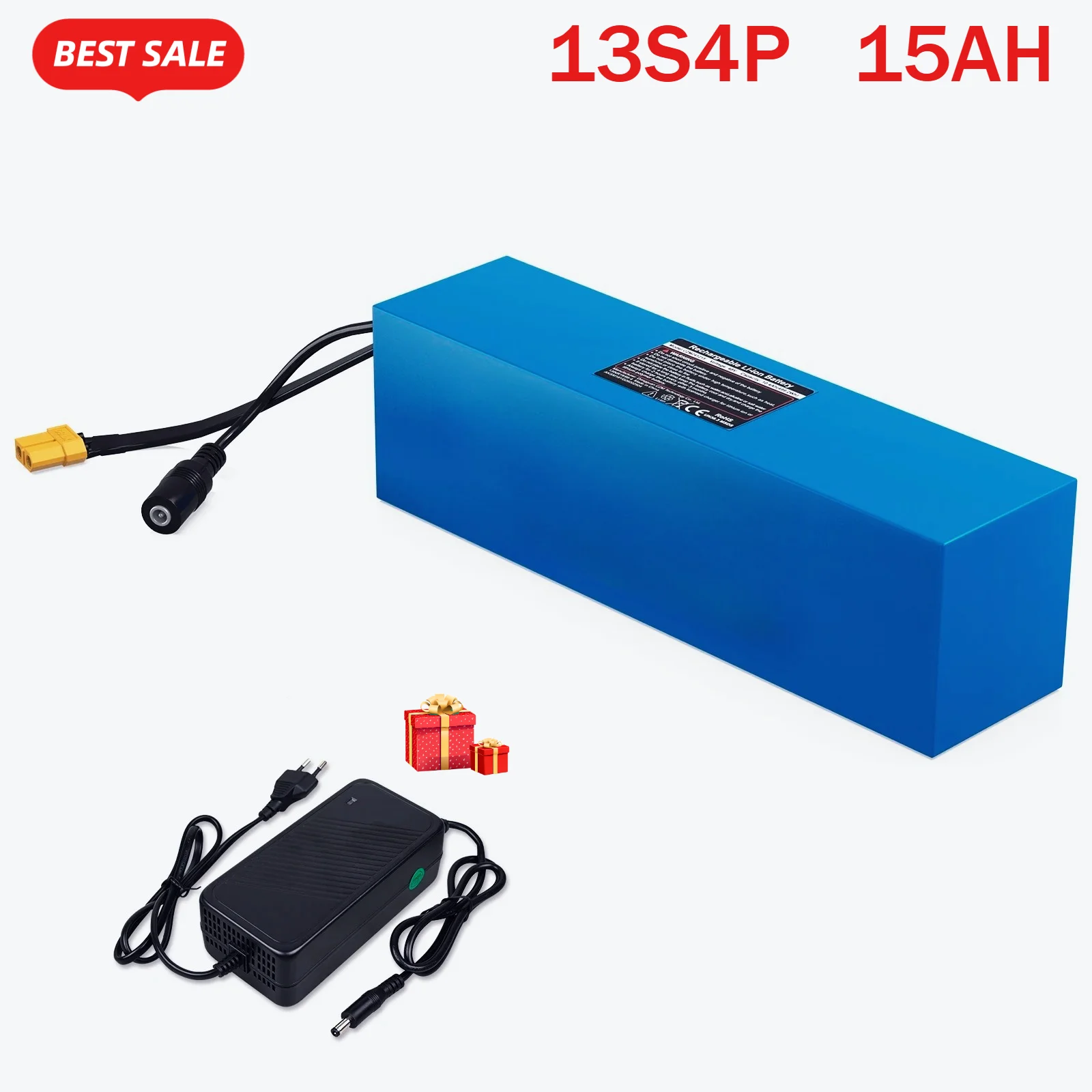 لمحرك 48V250-1500W XT6013S4P 48V 15Ah بطارية مع 30A BMS ، موصل مناسب بطارية أيون الليثيوم 18650.00 bms