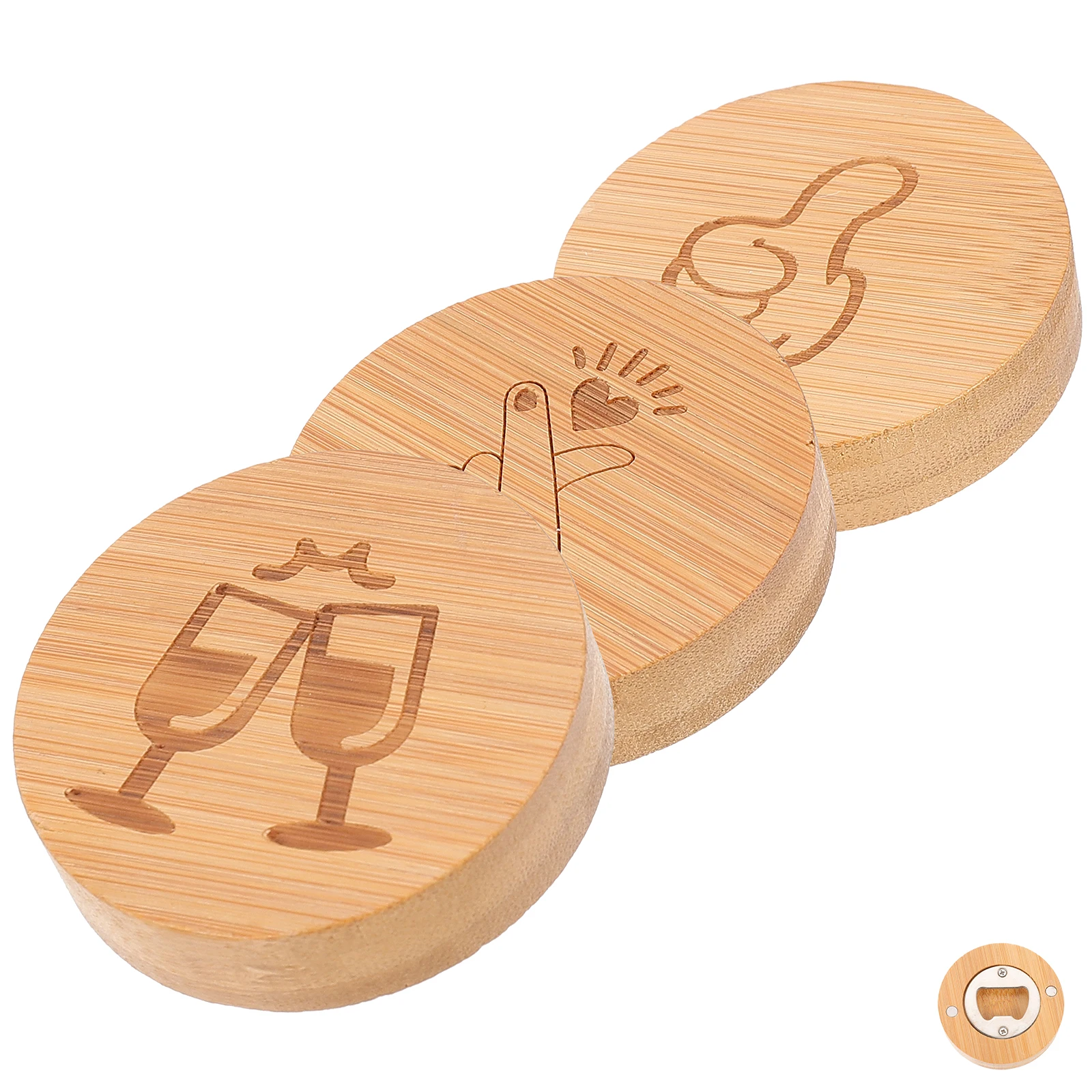 

3 Pcs Magnetic Bottle Opener Fridge Magnets Bamboo Beer Can Opener Portable Tool For Camping Picnic Party Kitchen Bar