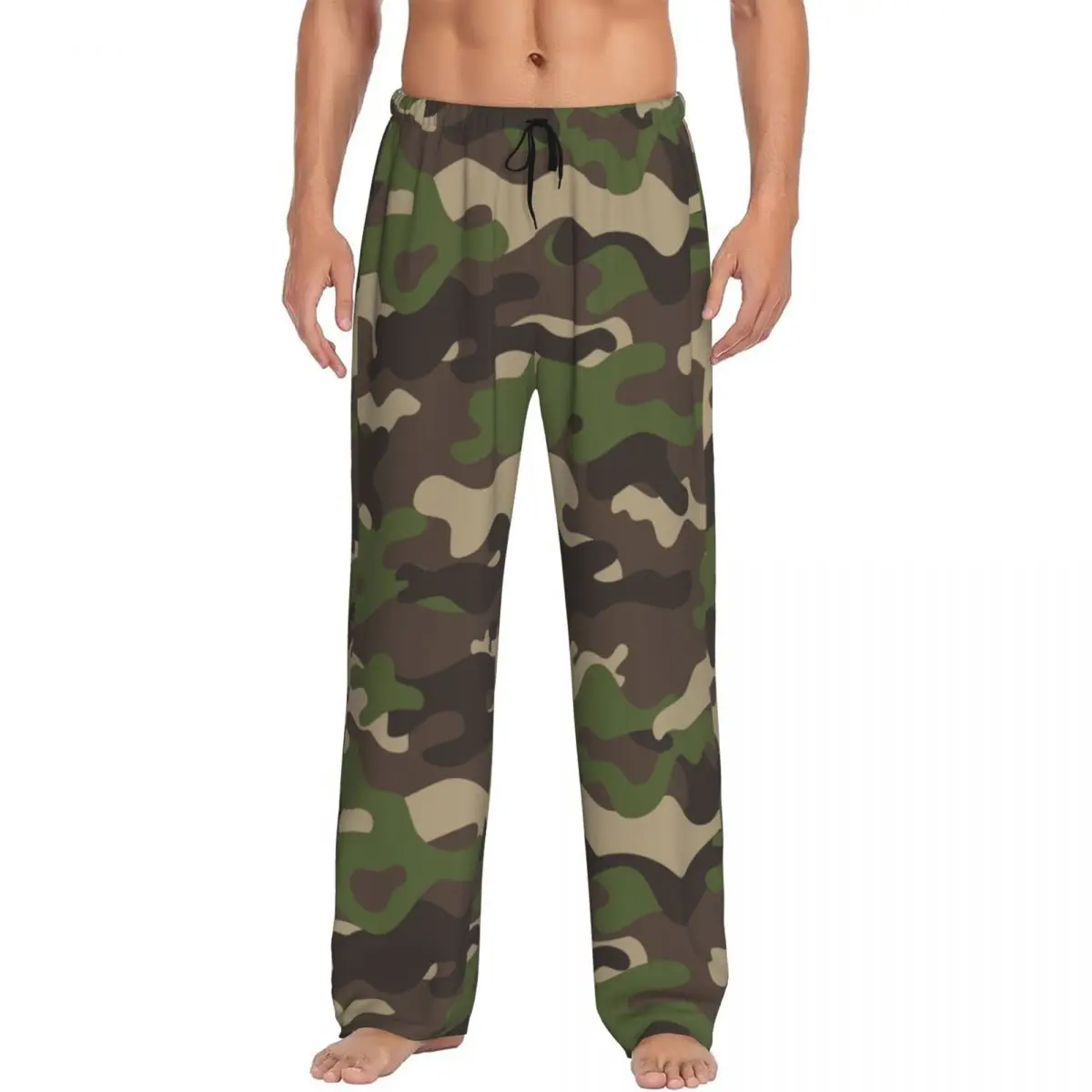 

Мужские камуфляжные коричневые пижамные штаны с принтом на заказ, одежда для сна, штаны для сна с карманами