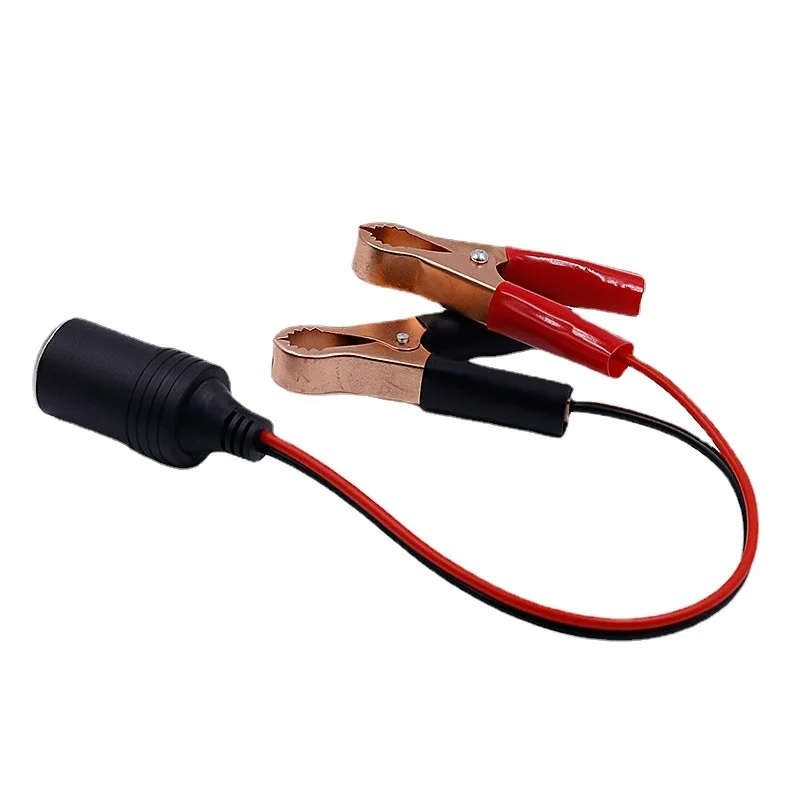 12V 50A Power Car Cigarette Lighter Female To Alligator Clip Extension Connector To Terminal Clip-on Battery Adapter Auto Socket