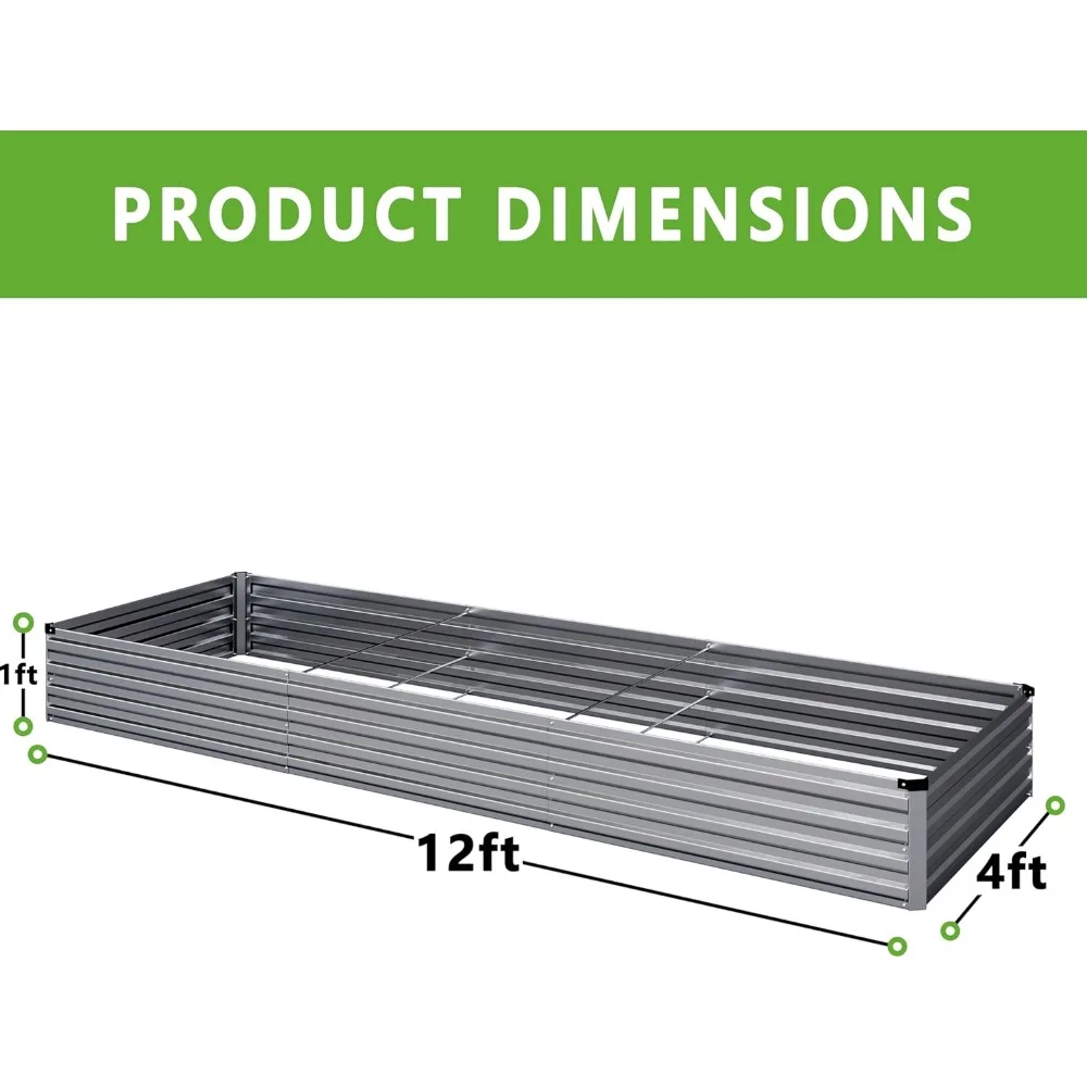 2 SZT. Zestaw do podwyższonej grządki ogrodowej 3,6x1,2x0,3m, ocynkowane, Prostokątne metalowe donice na warzywa, Duże podwyższone grządki do sadzenia