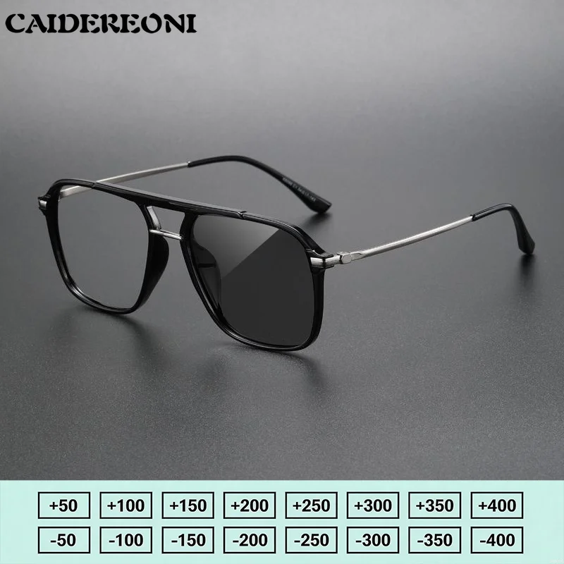 CAIDERONI Lunettes de lecture pour hommes à double faisceau de haute qualité, anti-lumière bleue, lunettes de myopie, lunettes de prescription progressives personnalisées