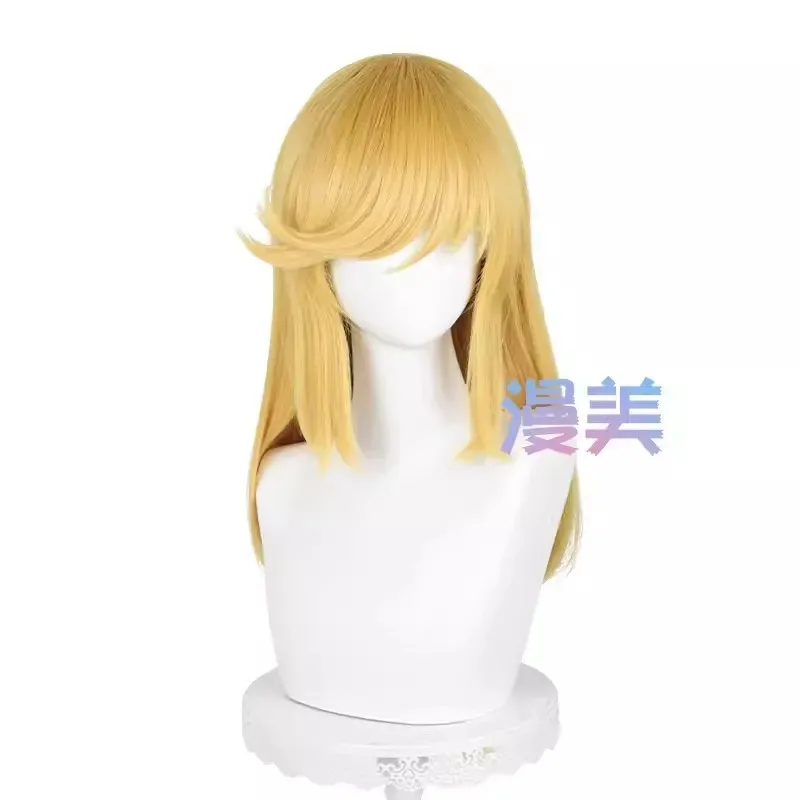 أنيمي أبل جاك شعر مستعار تأثيري 65 سنتيمتر طويل الذهبي فروة الرأس الباروكات مقاومة للحرارة الشعر الاصطناعية للنساء هالوين