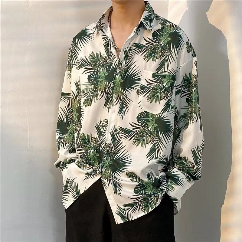 

Loose Long Sve Hawaiian Beach irt ex Vintage Hipster Summer Floral Print Casual irt for Men And Women