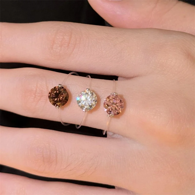 ZFSILVER s925 الفضة الأزياء الفاخرة العصرية اللون 1ct مويسانيتي حورية البحر المسيل للدموع الدائري سحر النساء حفل زفاف مجوهرات هدية XH-056