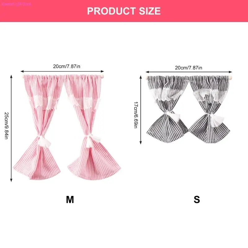 D0JC Miniatur -Stoff Fenster Vorhangmodellfigur für 1/12 Puppenhouses Fensteranzeige