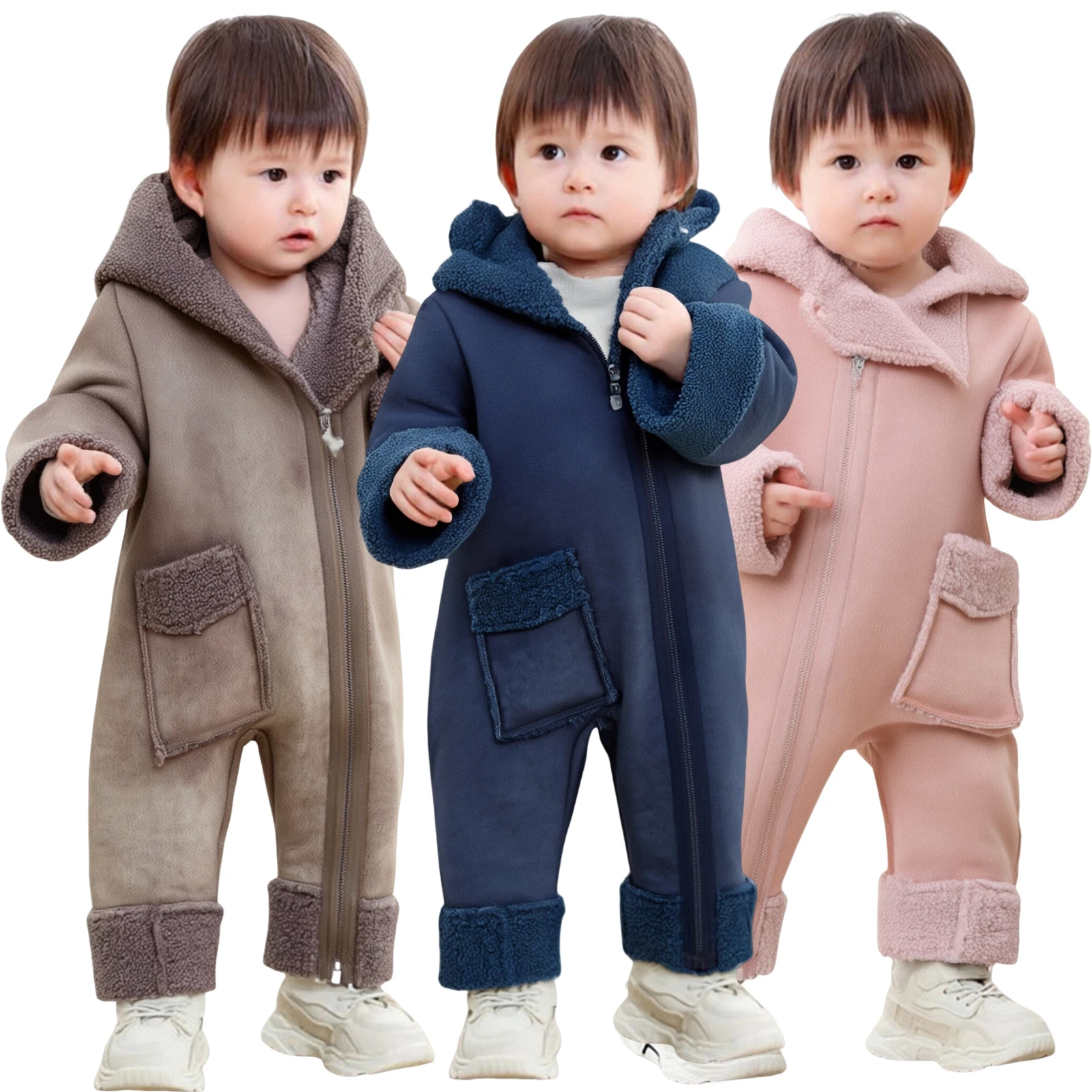 Warm Jumpsuit for Newborns,Winter Baby Rompers,Ear Hood Infant Bodysuits,Boys Girls One-Piece Outerwear Snowsuits,Kids Coverall