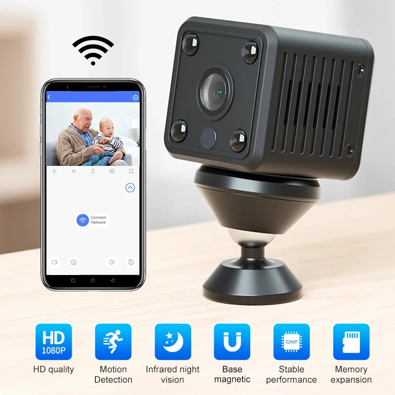 كاميرات IP صغيرة X6 HD 1080P واي فاي رياضية لاسلكية للمراقبة الأمنية المدمج في بطارية للرؤية الليلية كاميرات المنزلية الذكية