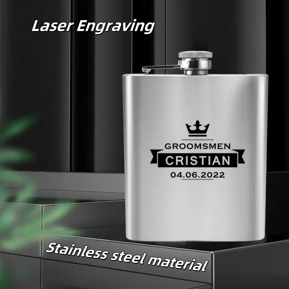 

Custom Stainless Steel Wine Flask With Laser Engraving Text Portable Whiskey Wine Flask For Family And Friend Wedding Party Gift