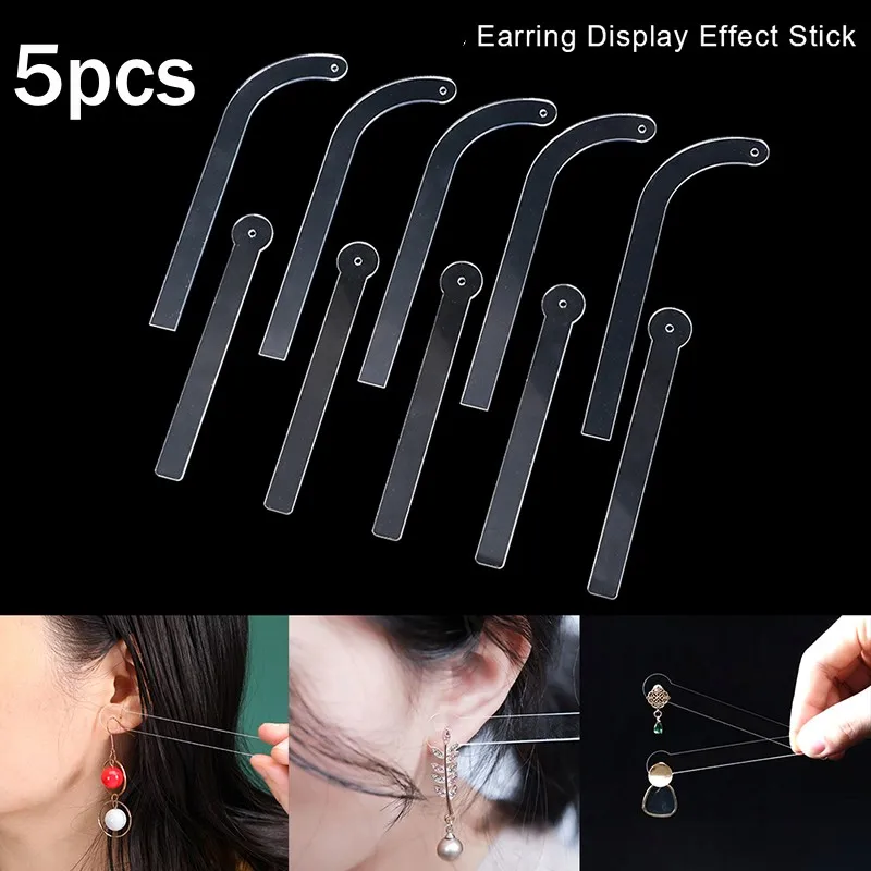 5*Transparent Acrylic Earring Try On Stick Forecast Shop Special Tool Ear Stud Jewelry Trial Display Holder Rack for Live Stream