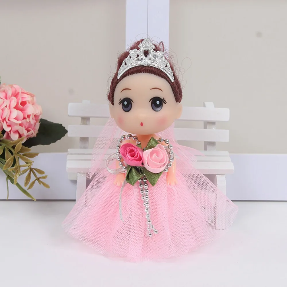 

12 Cm Big Eyes Princess BJD Doll Korean Makeup Look Movable 12cm Bjd Doll Cartoon Face Safe Plastic Wedding Dress Mini Girl Toy