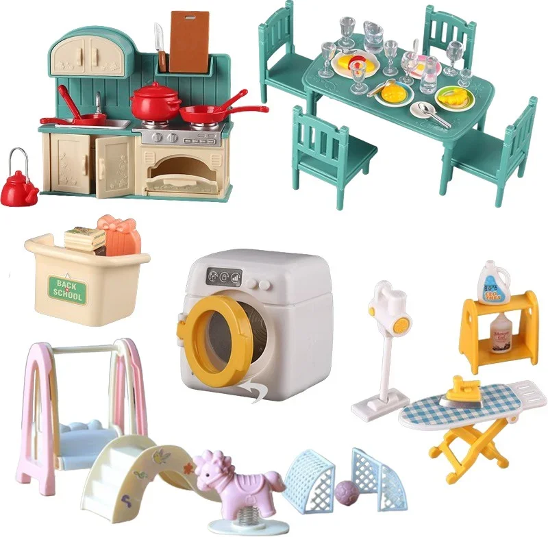 1:12 Miniatuur Meubels Bos Familie Keuken Speelgoed Eettafel Poppenhuis Accessoires Badkamer Fantasiespel Voor Meisje Geschenken Speelgoed
