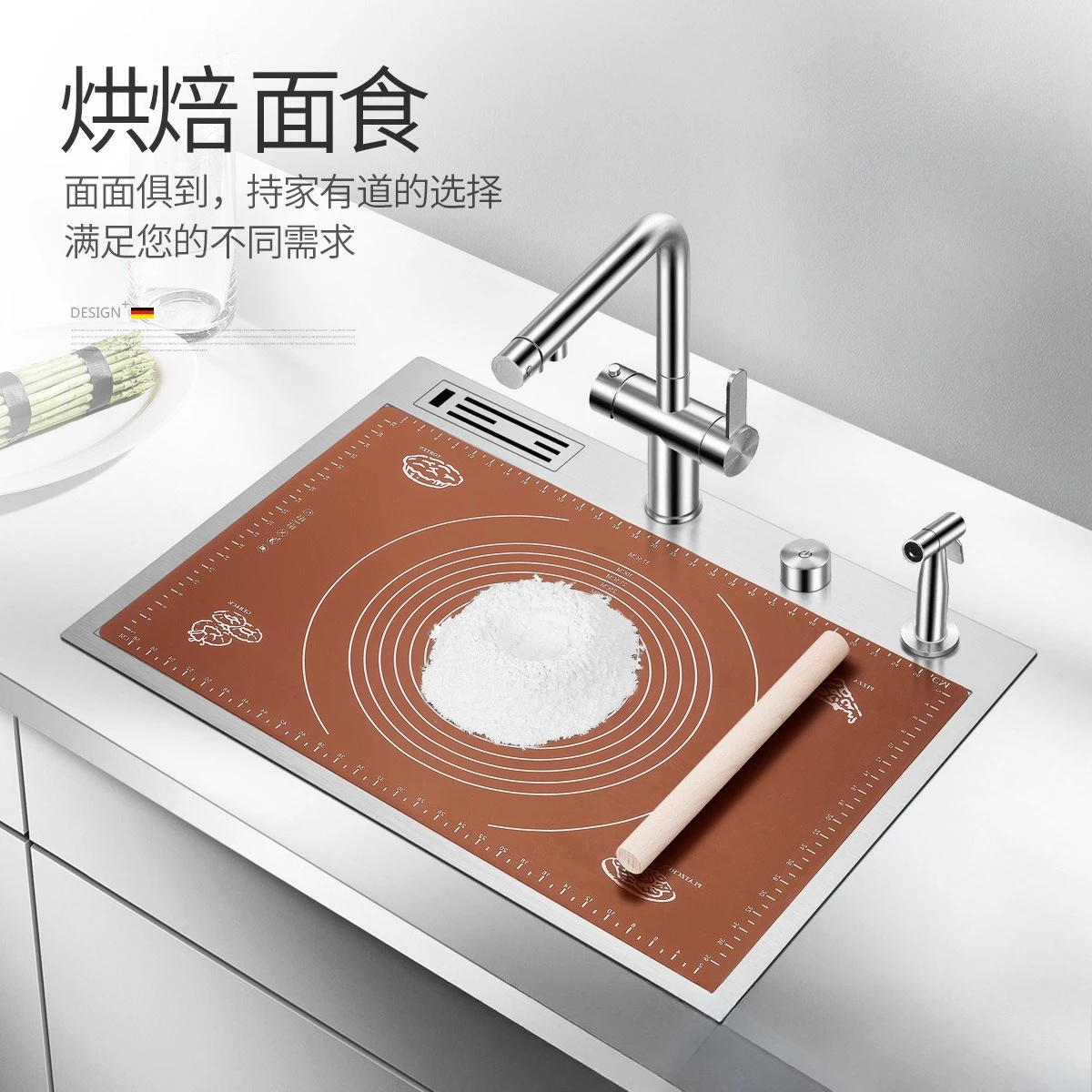 Lavello da cucina fatto a mano in acciaio inossidabile 304 con coperchio nascosto