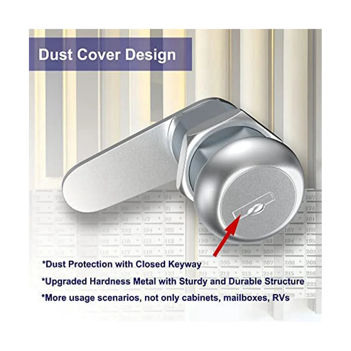 Lucchetto per cassetta postale da 6 pezzi, serrature per armadietto da 1-1/8 pollici e serrature a camma per cassetta degli attrezzi con chiave uguale, cassetto di sicurezza e schedario