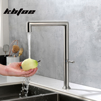 Brushed Nickel Kitchen Faucet 360° Swivel Single Handle Deck Mounted Hot/Cold Water Washing Mixer Tap Modern Faucet for Sink