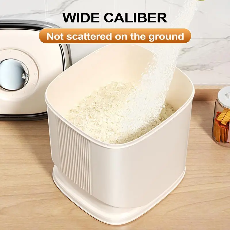 Grain Container Food Container With Time Scale Cereal Dispenser Bucket With Measuring Cup Rotating Household Kitchen Storage Box