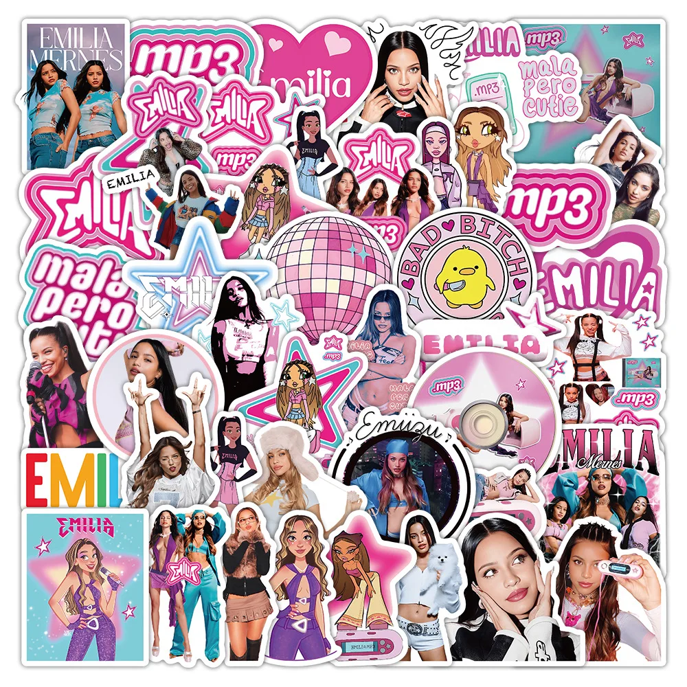 50Pcs Singer Emilia Mernes Stickers Emilia Album MP3 DIY Stickers Scrapbooking Phone Luggage Skateboard Waterproof Decals