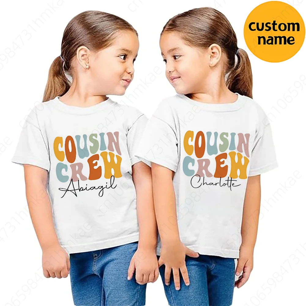 Kids Personalised Name Cousin Crew T-shirt for Girls Custom T Shirts Baby Tshirts Customised Tee Birthday Gift