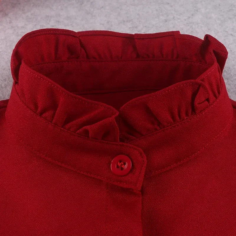 

Красная рубашка-стойка со съемными воротниками, искусственный воротник для женщин, новый деловой костюм, осенне-зимний теплый свитер, рубашки, аксессуары