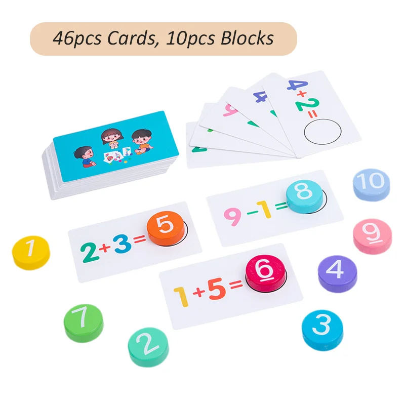 Juguete de matemáticas de madera para niños, tarjetas de operación Digital, juego de bloques, juguetes educativos Montessori, ayudas para la enseñanza para niños, Aprendizaje Temprano