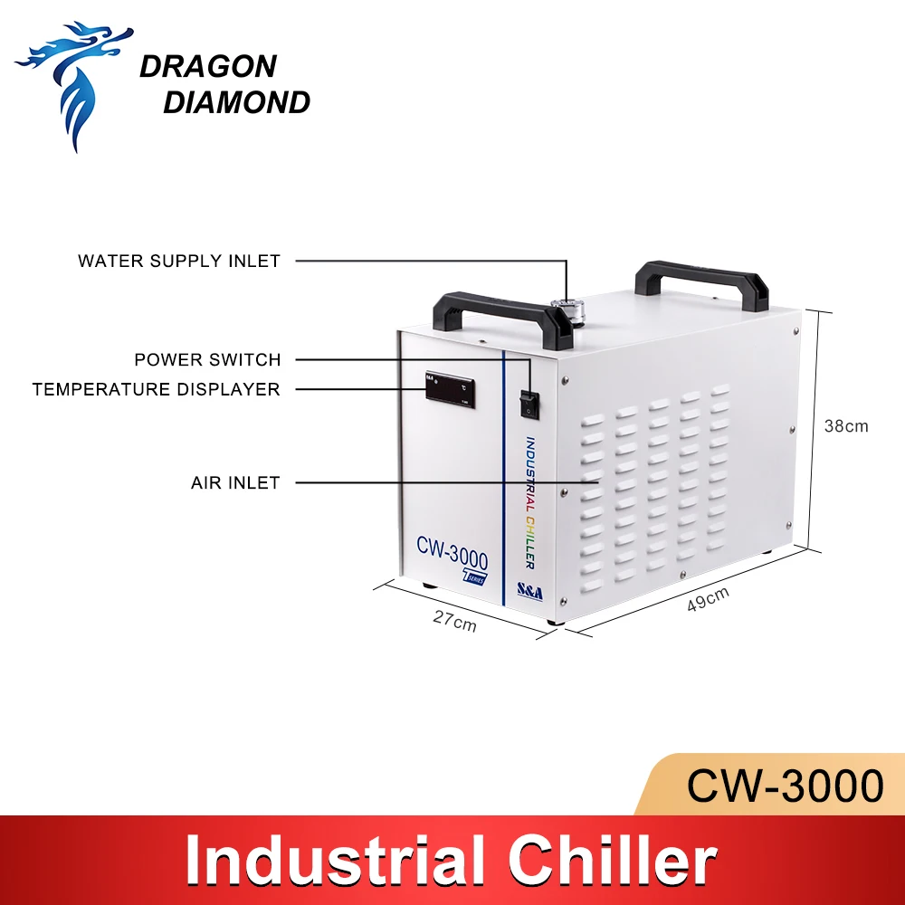 S&A CW3000 Industrial Water Chiller for CO2 Laser Engraving Cutting Machine Water Tank Cooling 60W 80W Laser Tube DG110V AG220V