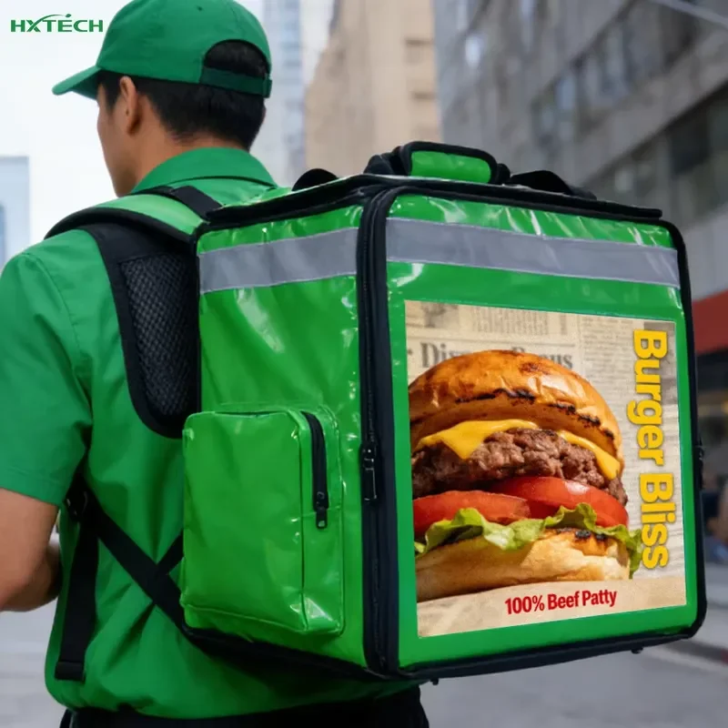HXTECH Waterproof LED Food Delivery Backpack Takeways Box LED Display Screen