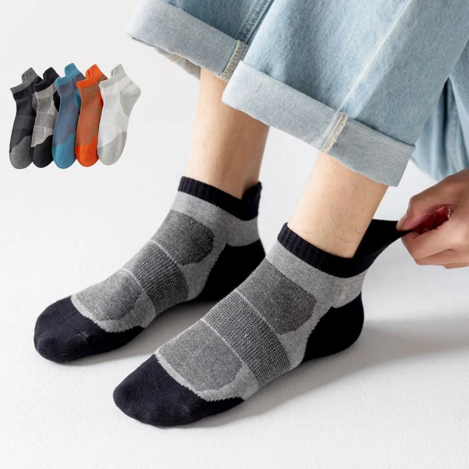 

5 Pairs/lot Men Sport Cotton Socks Spring Summer Thin Mesh Ankle Socks Breathable Soft Boat Socks For Men