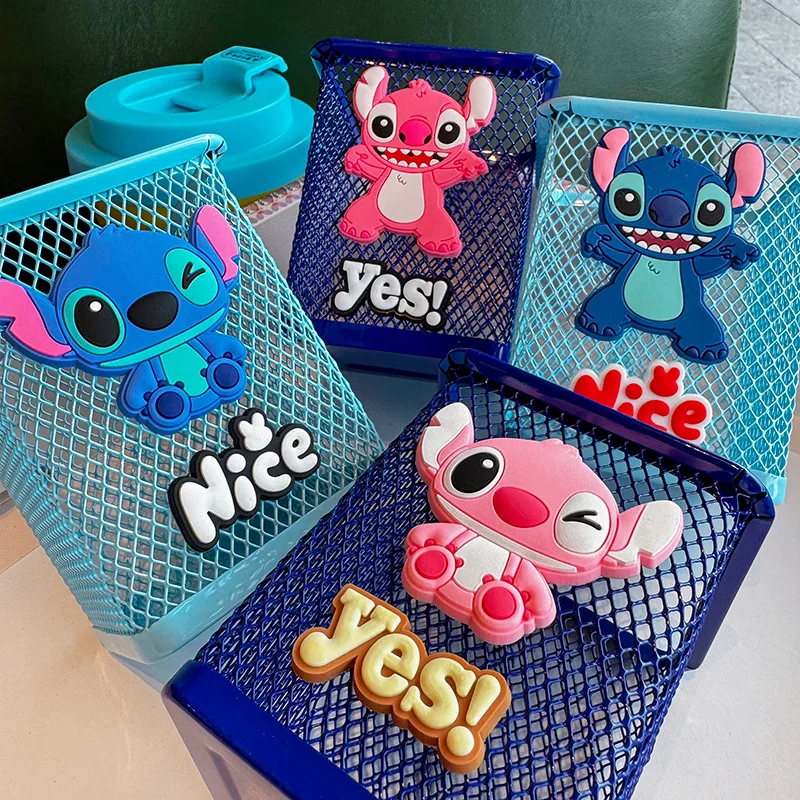 

Kawaii Stitch Metal Pen Holder Fashion Storage Container Desk Stationery Cosmetic Brushes Organizer Surprise Gifts For Kids