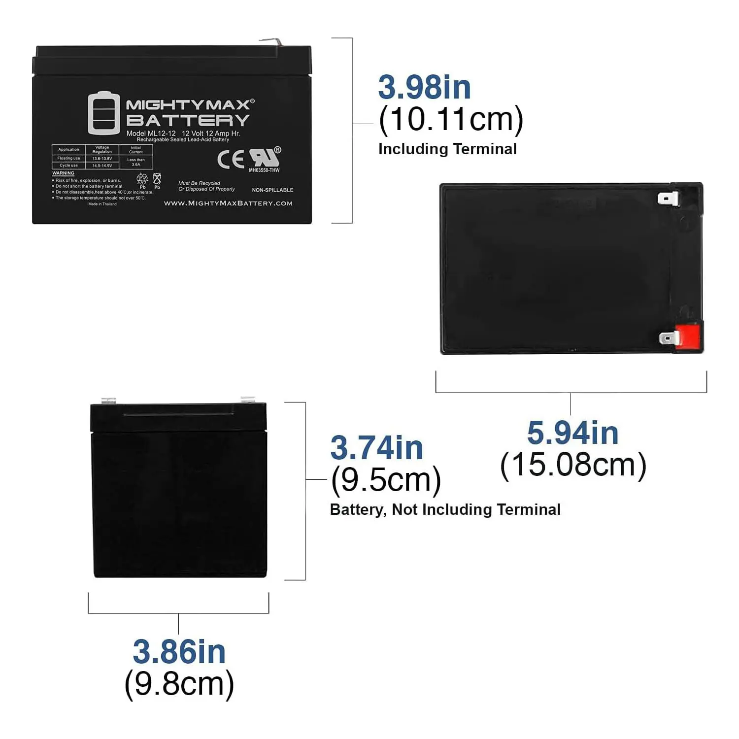 12V 12AH F2 Terminal SLA Battery for UPS Backup & Emergency Systems, Customized