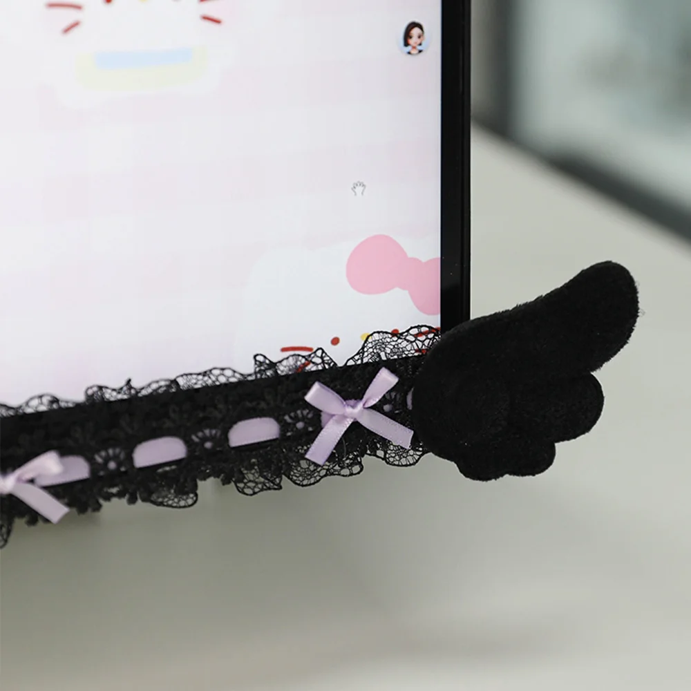 Computer Screen Decorative Bow Lace Computer Monitor Decorative Stickers Gaming Room Frame Display Screen Decorative