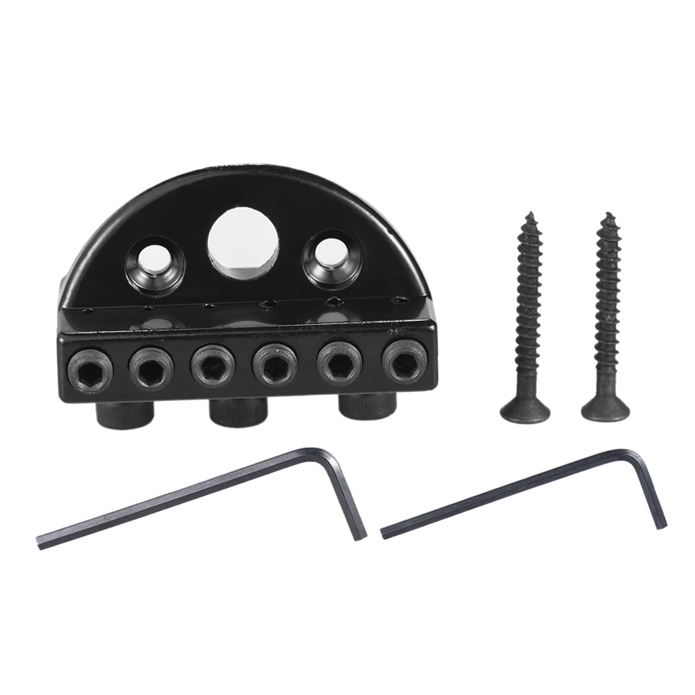 6-string Headless Electric Guitar String Locking Nut Set with 2 Wrench 2 Screw Black