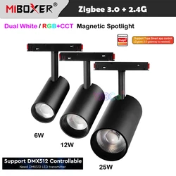 Miboxer Zigbee 3.0 6W 12W 25W RGBCCT/Dual White Magnetic LED Spotlight 2.4G Remote Control Tracklamp Tuya CCT Ceiling Light 48V