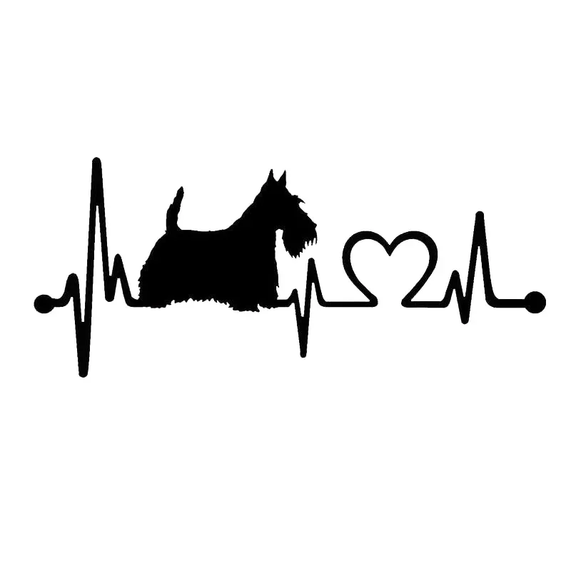 

Car Sticker Scottish Terrier Heartbeat Dog Sticker Cartoon Animal PVC Waterproof Sunscreen 20CM