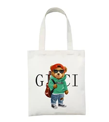 Casual Large Capacity Shoulder Bags Shopper Canvas Teddy Bear Fashion Harajuku Print Ulzzang Handbags Cheap Women