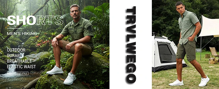 TRVLWEGO Herren Taktische Cargo-Shorts Schnelltrocknende Wander- und Arbeitshosen mit Mehreren Taschen Freizeit-Reise-Anglerhosen – Detail 1