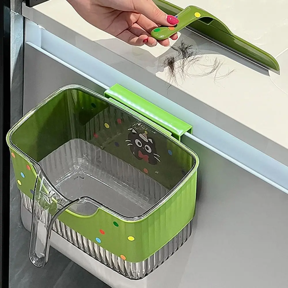 

Настенный мусорный бак с милым мультяшным рисунком, пластиковый со скребком, дверь шкафа, корзина для компоста, экономия места, кухонная корзина для мусора для кухни