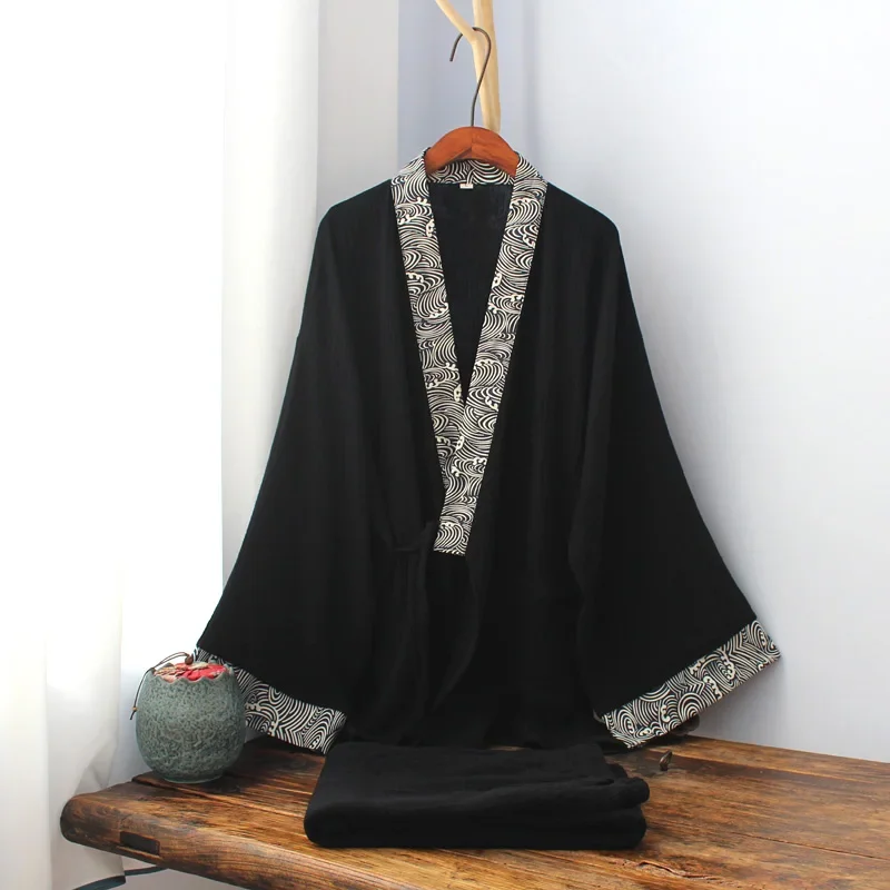 Conjunto de pantalones de pijama Hanfu de algodón de estilo chino Original para hombre, ropa de descanso, ropa Zen, bloque de Color de estilo antiguo de talla grande