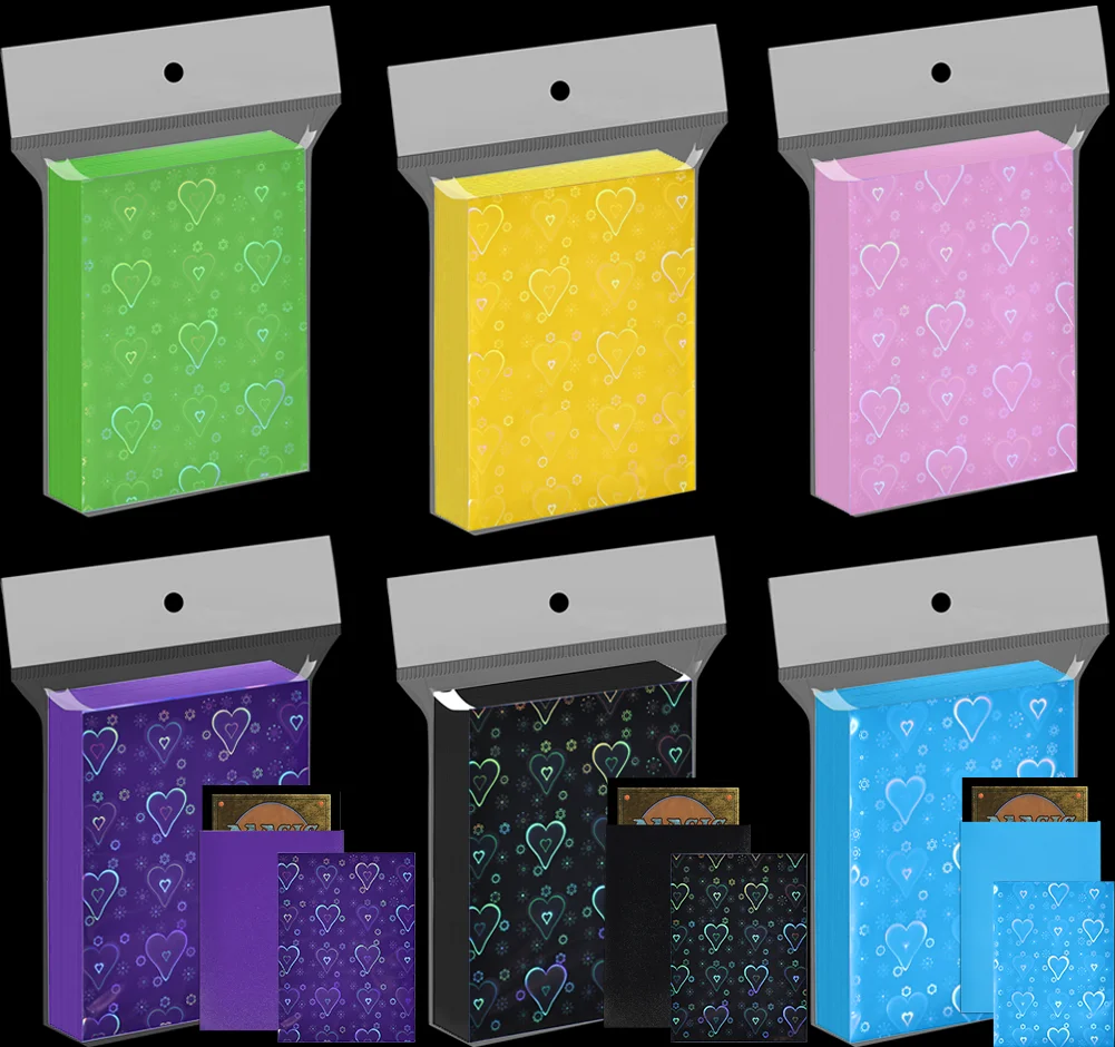 

60PCS 66x91mm Heart Sleeves Color Photo Card Sleeve Photocard Holder Game Card PKM/MTG/TCG Star Player Card Protective cover