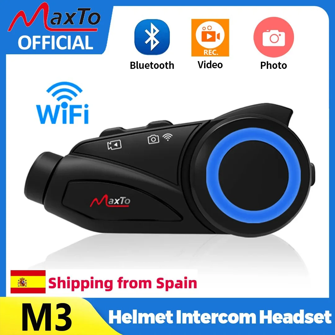 Maxto M3 Motorrad Helm Headset Bluetooth Intercom Wasserdichte Linse WiFi Video Recorder Universal Pairing Interphone DVR