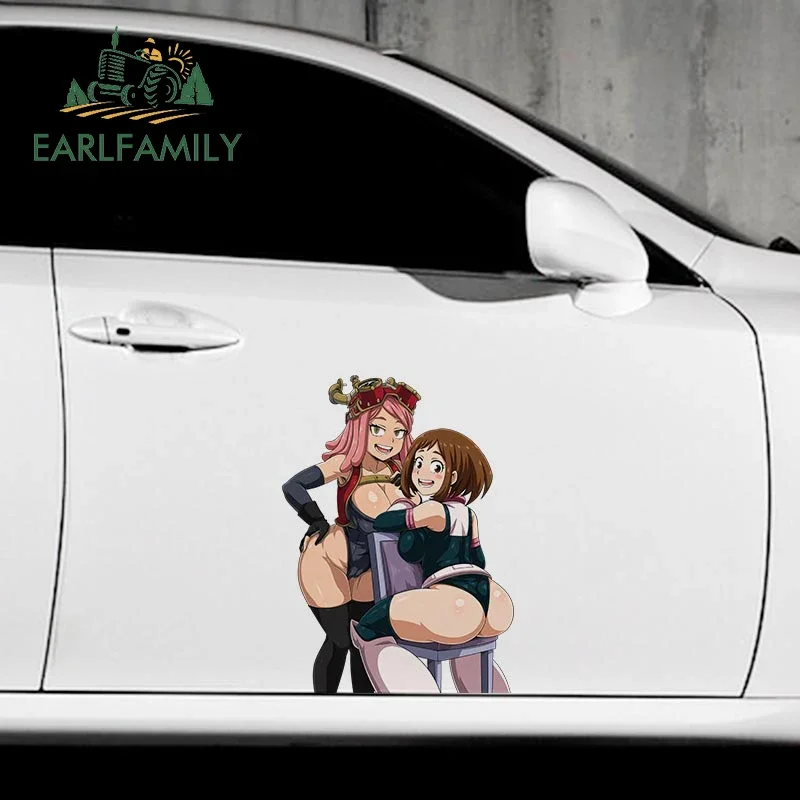 

EARLFAMILY 43cm x 31.4cm Big Car Stickers For Cartoon Sexy Car Door Protector Decal Anime Funny Waterproof Sunscreen Decoration