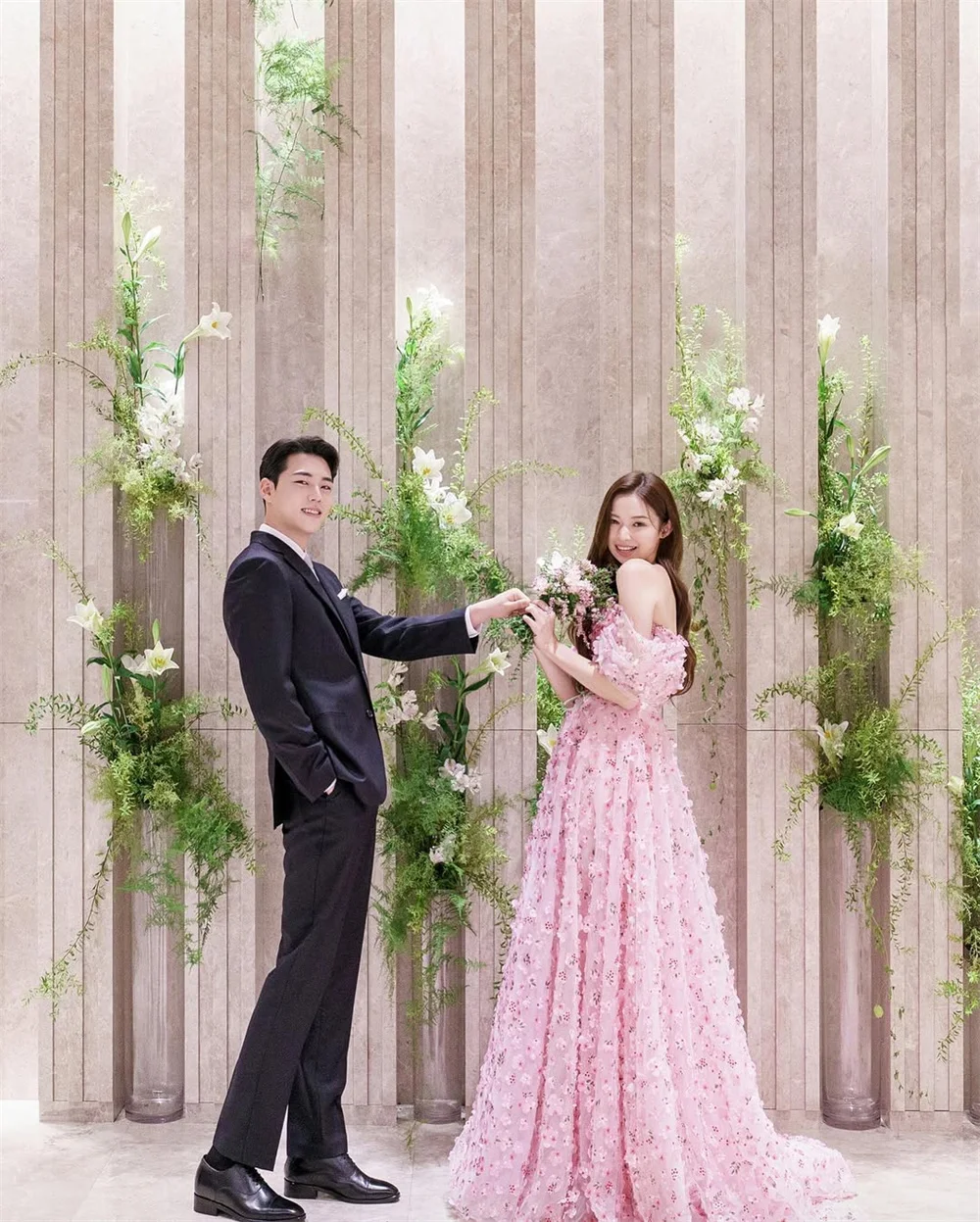 TULX 럭셔리 레이스 꽃 이브닝 드레스 한국 웨딩 사진 촬영 Strapless 짧은 소매 파티 드레스 코르셋 핑크 긴 맞춤형