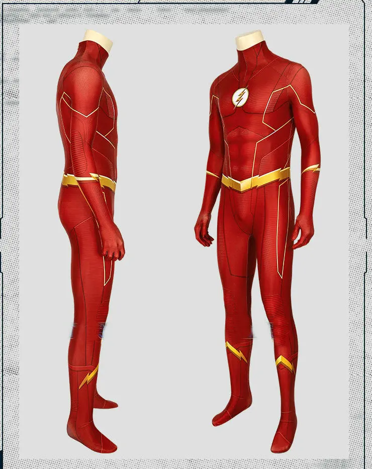 Flash 6 Cosplay Costumes Barry Cosplay Bodysuit Spandex Zentai Jumpsuits With Mask Tights Bodysuits