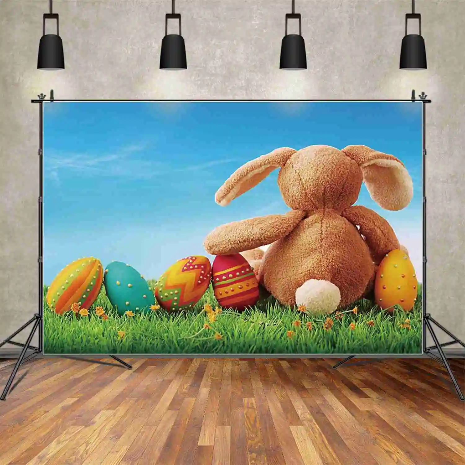 Fondo de fotografía de Pascua feliz, castillo de huevos coloridos, tablón de madera, telón de fondo para sesión fotográfica, accesorios para sesión fotográfica de estudio para niños